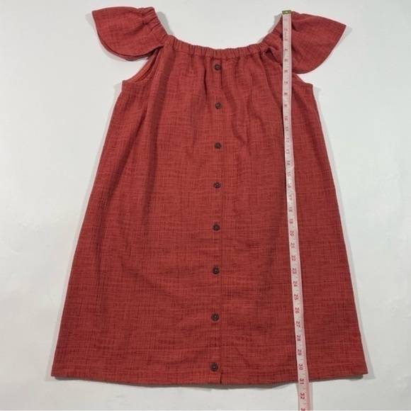 Madewell Off The Shoulder Dress Orange Textured - Picture 6 of 9
